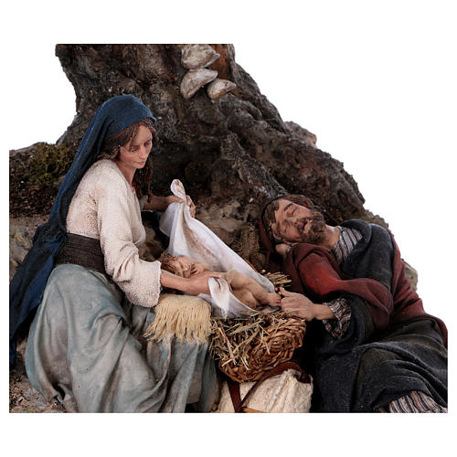 Fuga para o Egito, descanso de José, obra de Angela Tripi com figuras de altura média 25 cm 6