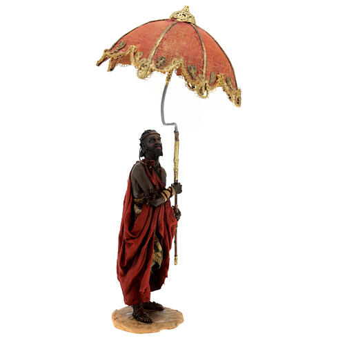 Servant with umbrella for 18 cm Nativity scene, Angela Tripi 5