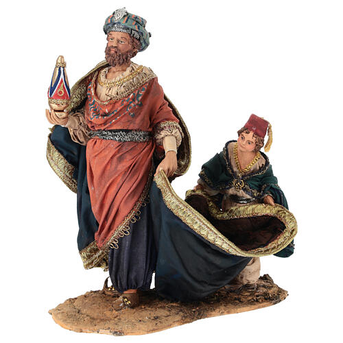 Rei Mago com pajem para presépio Angela Tripi com figuras de altura média 18 cm 1