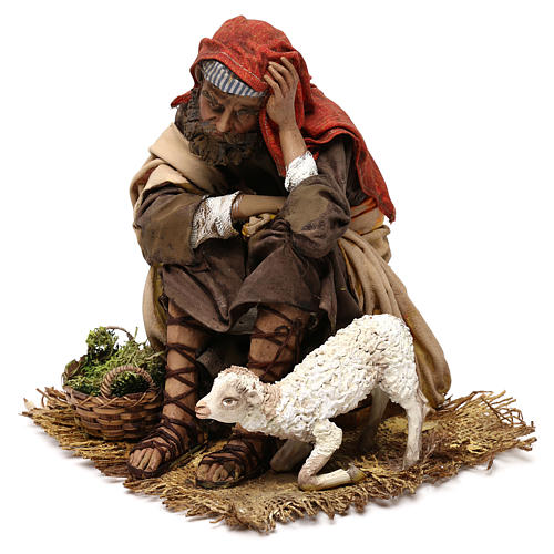 Annunciation to the shepherds: resting shepherd for 30 cm Nativity scene, Angela Tripi 3