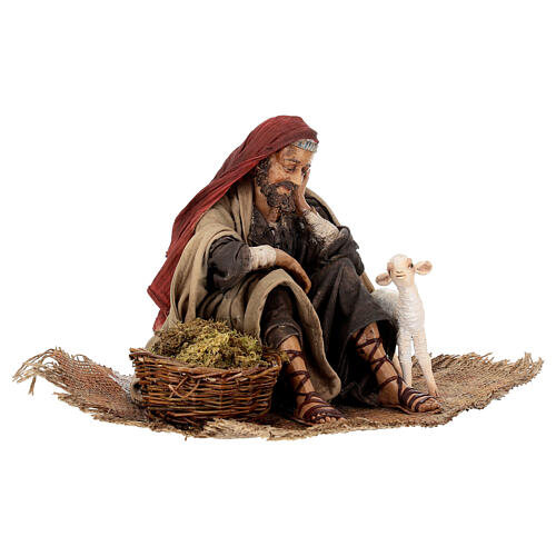 Annunciation to the shepherds: resting shepherd for 30 cm Nativity scene, Angela Tripi 3