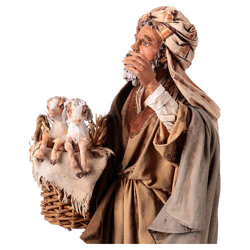 Shepherd with a lamb for 30 cm Nativity scene, Angela Tripi 4