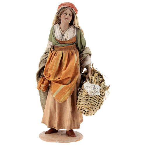 Woman with baskets for 18 cm Nativity scene, Angela Tripi 1
