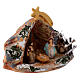 Miniature Holy Family in painted Deruta terrcotta, 4 cm figurines, 8x12x7 cm s3