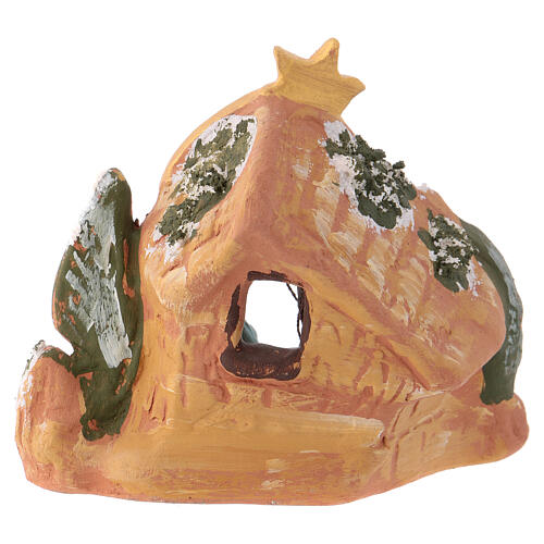Painted Deruta terracotta nativity stable 10x10x5 cm with 4 cm Holy Family 4