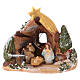 Painted Deruta terracotta nativity stable 10x10x5 cm with 4 cm Holy Family s1