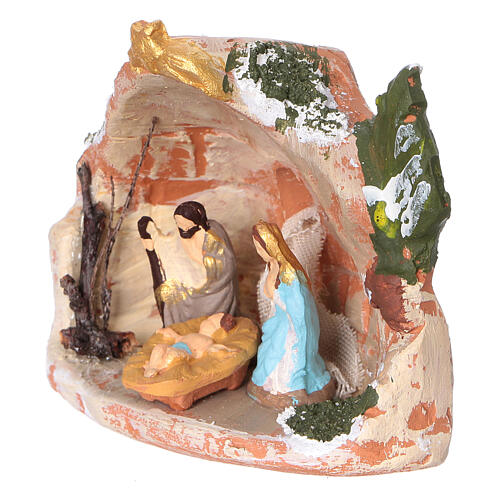 Stable in Deruta painted terracotta with 3 cm Holy Family 3