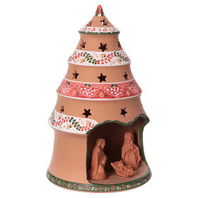 Sapin de Noël 25x15x15 cm avec Nativité 7 cm style rustique en céramique Deruta