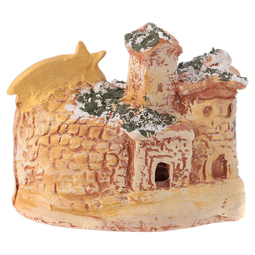 Hut 10x10x8 cm in coloured Deruta ceramic with Nativity scene 4 cm 4