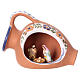 Holy Family 2 cm nativity inside amphora, 10x10x5 cm in Deruta ceramic with blue decorations s1