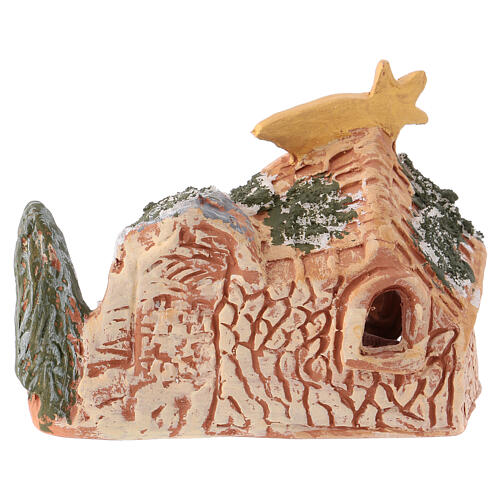 Szopka 10x15x5 cm z malowanej terakoty, Deruta, z figurkami 4 cm 4
