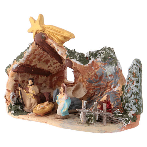 Holy Family 10x15x5 cm, in colored Deruta terracotta with 4 cm nativity 3