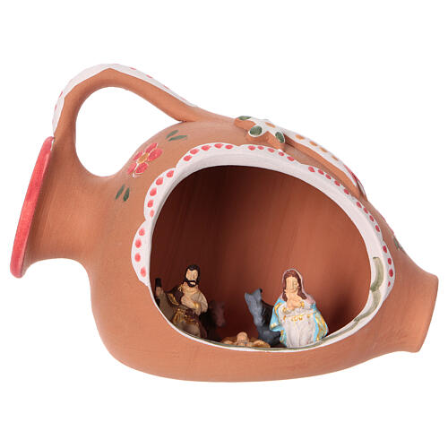 Amfora ze sceną Bożego Narodznia, dekorowana na niebiesko, Deruta, 10x15x10 cm 1