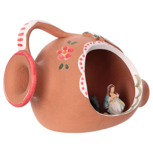 Amfora ze sceną Bożego Narodznia, dekorowana na niebiesko, Deruta, 10x15x10 cm 2