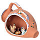 Nativity scene 4 cm inside amphora in Deruta ceramic decorated in blue 10x15x10 cm s3