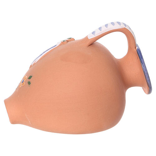 Szopka 4 cm w ceramicznej amforze, Deruta, dekorowana w kolorze niebieskim, 10x15x10 cm 4