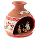 Country shed in Deruta ceramic with red decorations and Nativity scene 3 cm 10x10x10 cm s3