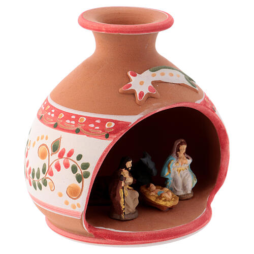 Stajenka country z ceramiki Deruta, dekoracje czerwone, scena Bożonarodzeniowa, 3 cm, 10x10x10 cm 3