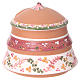 Shed with Nativity scene of 4 cm in Deruta terracotta with pink decorations 10x15x15 cm s4