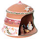 Stable with 4 cm nativity in Deruta terracotta with pink decorations, 10x15x15 cm s2