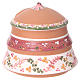 Stable with 4 cm nativity in Deruta terracotta with pink decorations, 10x15x15 cm s4