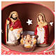 Spherical lantern with star-shaped holes, red decorations and Nativity scene of 9 cm 15x20x20 cm s2