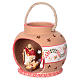 Spherical lantern with star-shaped holes, red decorations and Nativity scene of 9 cm 15x20x20 cm s3