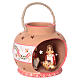 Spherical lantern with star-shaped holes, red decorations and Nativity scene of 9 cm 15x20x20 cm s4