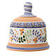 Shed in the shape of a bell with Nativity 3 cm with blue decorations 10x10x10 cm in Deruta terracotta s4