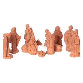 Nativity 6 cm in Deruta terracotta 11 pieces