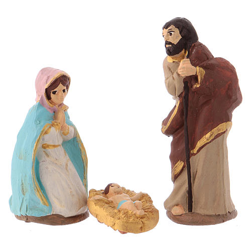 Complete Nativity set 6 cm, in painted Deruta terracotta 11 pcs 2