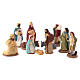 Complete Nativity set 6 cm, in painted Deruta terracotta 11 pcs s1