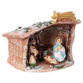 Hut in Deruta terracotta 15x15x10cm with Nativity Scene 7 cm