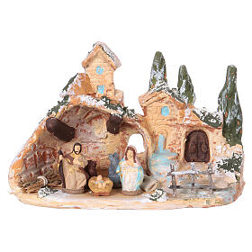 Stajenka z terakoty, Deruta, scena Bożego Narodzenia, 3 cm, 10x15x10 cm