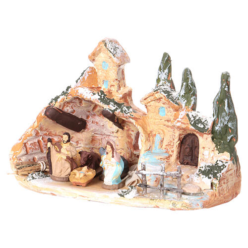 Stajenka z terakoty, Deruta, scena Bożego Narodzenia, 3 cm, 10x15x10 cm 3