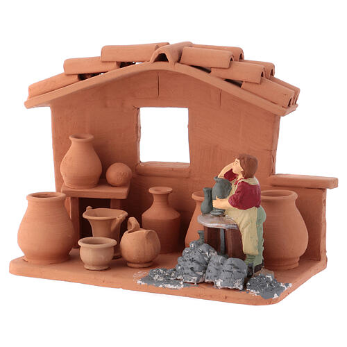Mężczyzna z tokarką, terakota Deruta, 10 cm 3