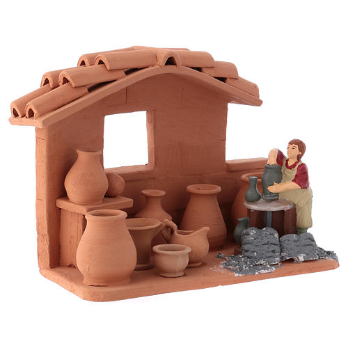Man with potter's wheel Deruta terracotta, 10 cm nativity 2