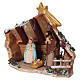 Coloured terracotta hut with 6 cm Nativity scene and comet made in Deruta s3