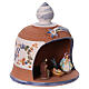 Coloured terracotta hut with 6 cm Nativity scene and comet made in Deruta  s2