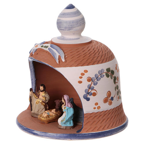Nativity stable in colored Deruta terracotta with 6 cm Holy Family 3