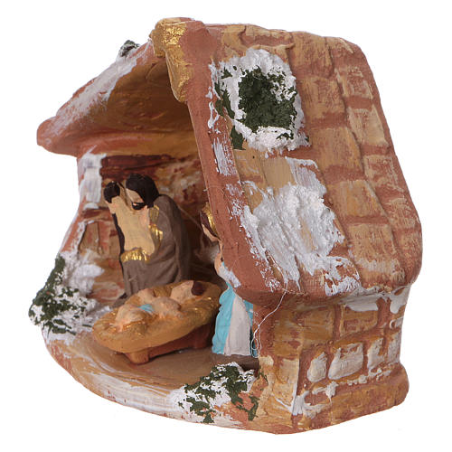 Stable with Holy Family set in colored terracotta, 4 cm Deruta 3