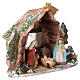Coloured terracotta hut with 8 cm Nativity scene and comet made in Deruta s3