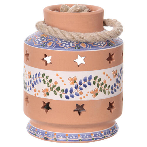 Niebieska latarenka cylindryczna ze Świętą Rodziną 7 cm, Deruta 4