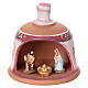 Pink terracotta hut with Nativity scene 3 cm made in Deruta s1