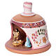 Pink terracotta hut with Nativity scene 3 cm made in Deruta s3