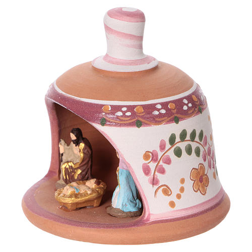 Pink stable in terracotta, 3 cm nativity Deruta 3