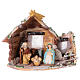 Stable in colored terracotta with 8 cm nativity set and comet Deruta s1