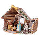 Stable in colored terracotta with 8 cm nativity set and comet Deruta s4