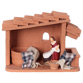 Scena do szopki, praczka, malowana figurka, 10 cm, Deruta