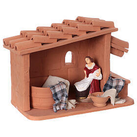 Scena do szopki, praczka, malowana figurka, 10 cm, Deruta
